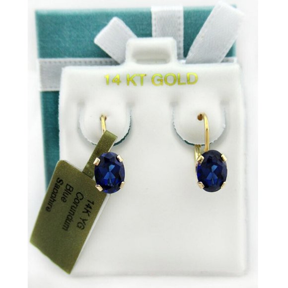 Genuine 1.62 Cts Blue Sapphire Earrings 14k Gold